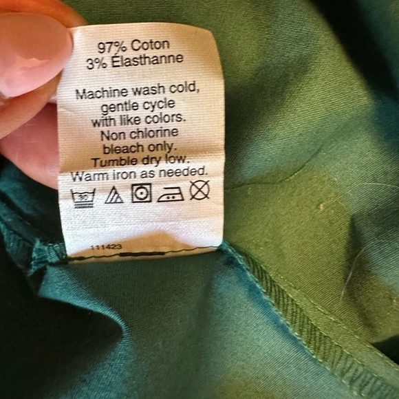 J Crew Blouse Womens 6 3/4 Bell Sleeve Crew Neck Casual Green Stretch Cotton - Picture 13 of 13